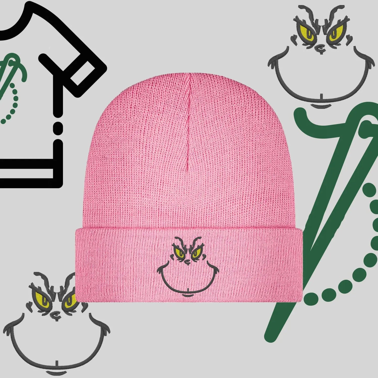 Czapka zimowa beanies "Grinch" Haft z radości