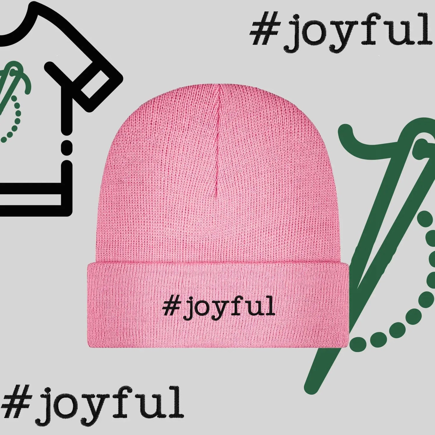 Czapka zimowa beanies "#joyful" Haft z radości