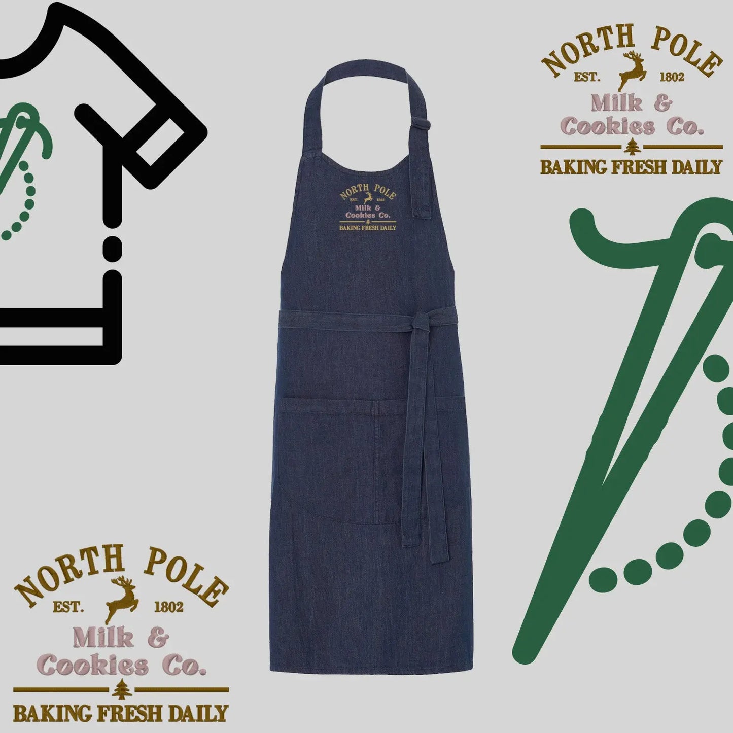 Fartuch "North Pole" – haft komputerowy, styl z przesłaniem Haft z radości