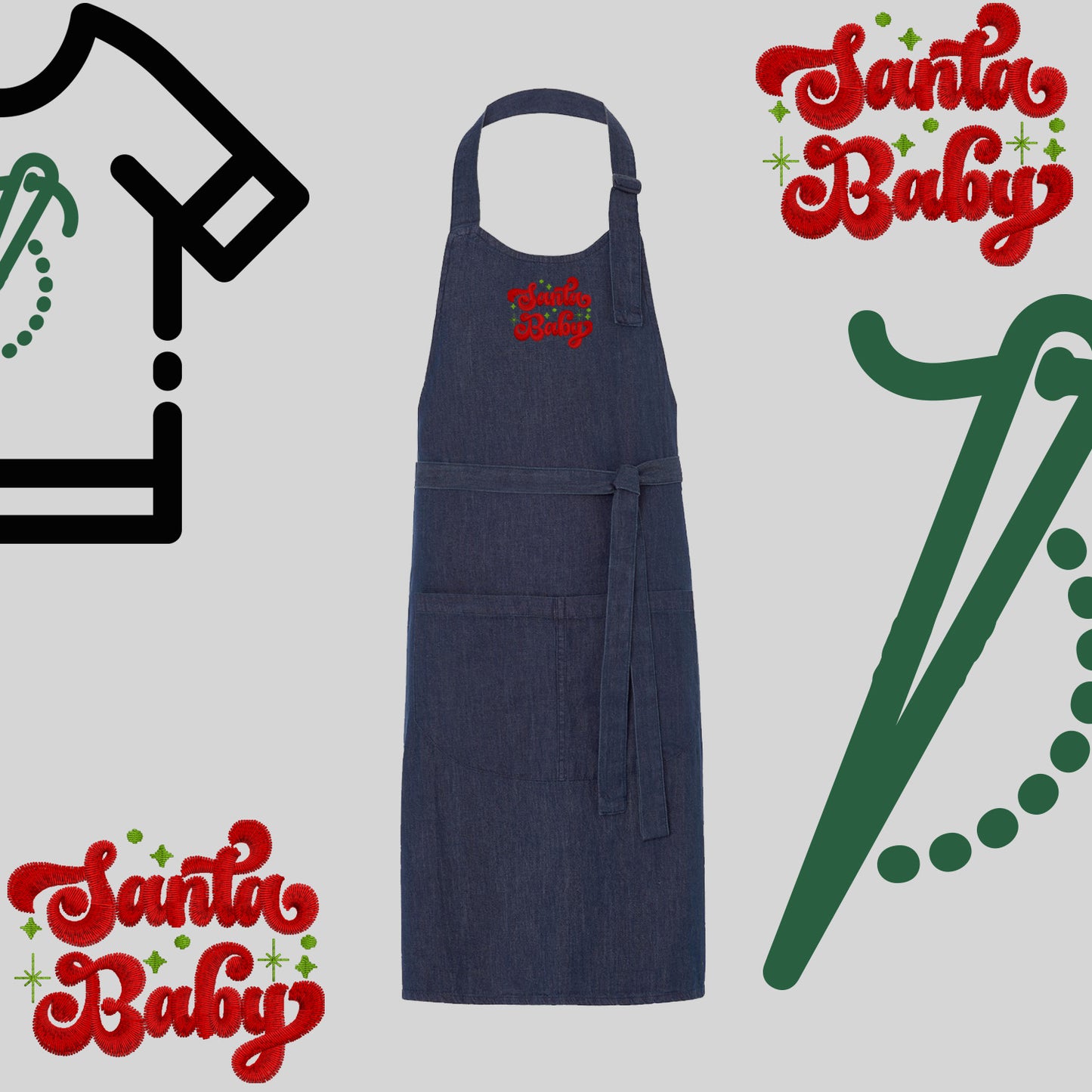 Fartuch "Santa baby" – haft komputerowy, styl z przesłaniem