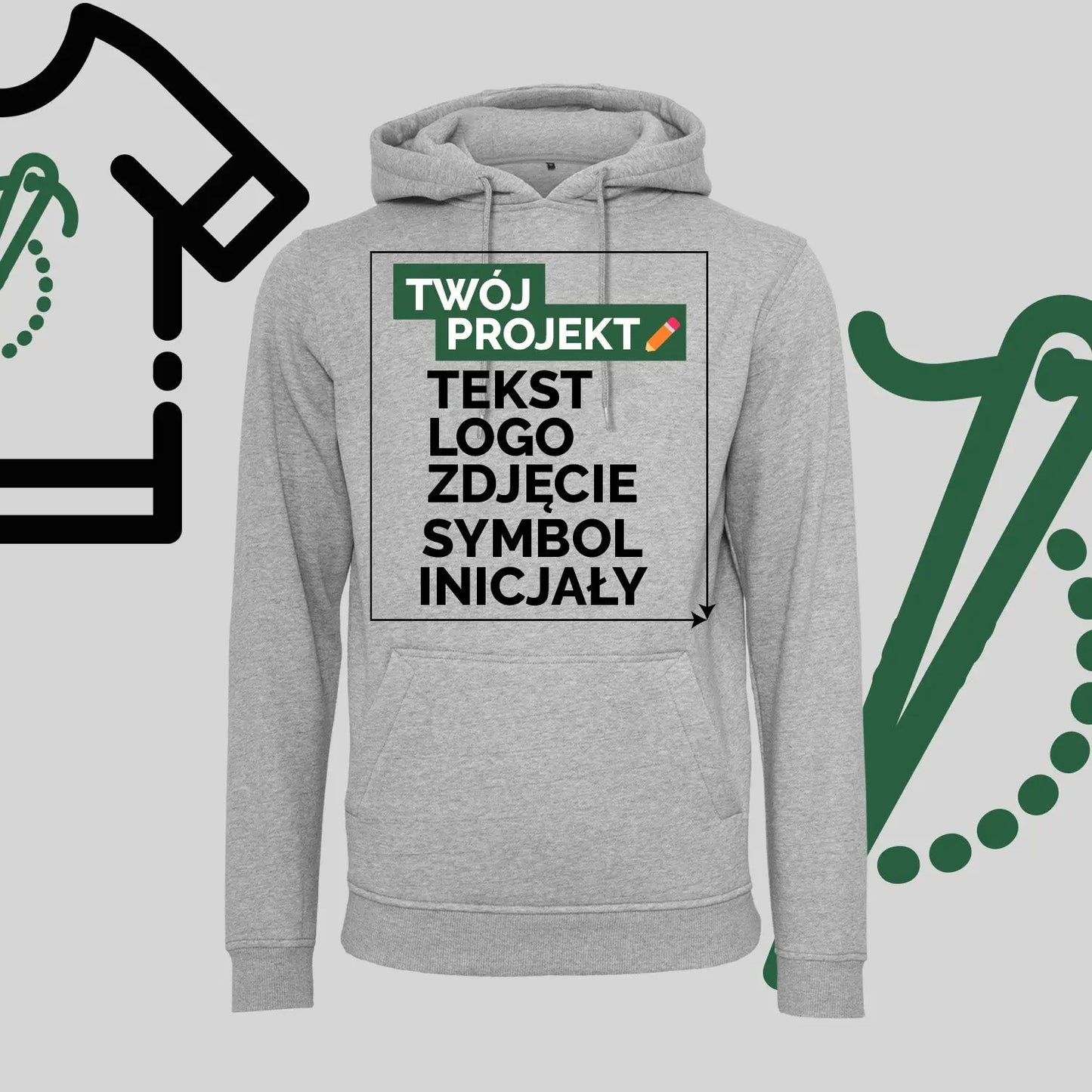 Bluza z Kapturem z Haftem Komputerowym – Twój Projekt: Tekst, Logo, Symbol lub Inicjały Haft z radości