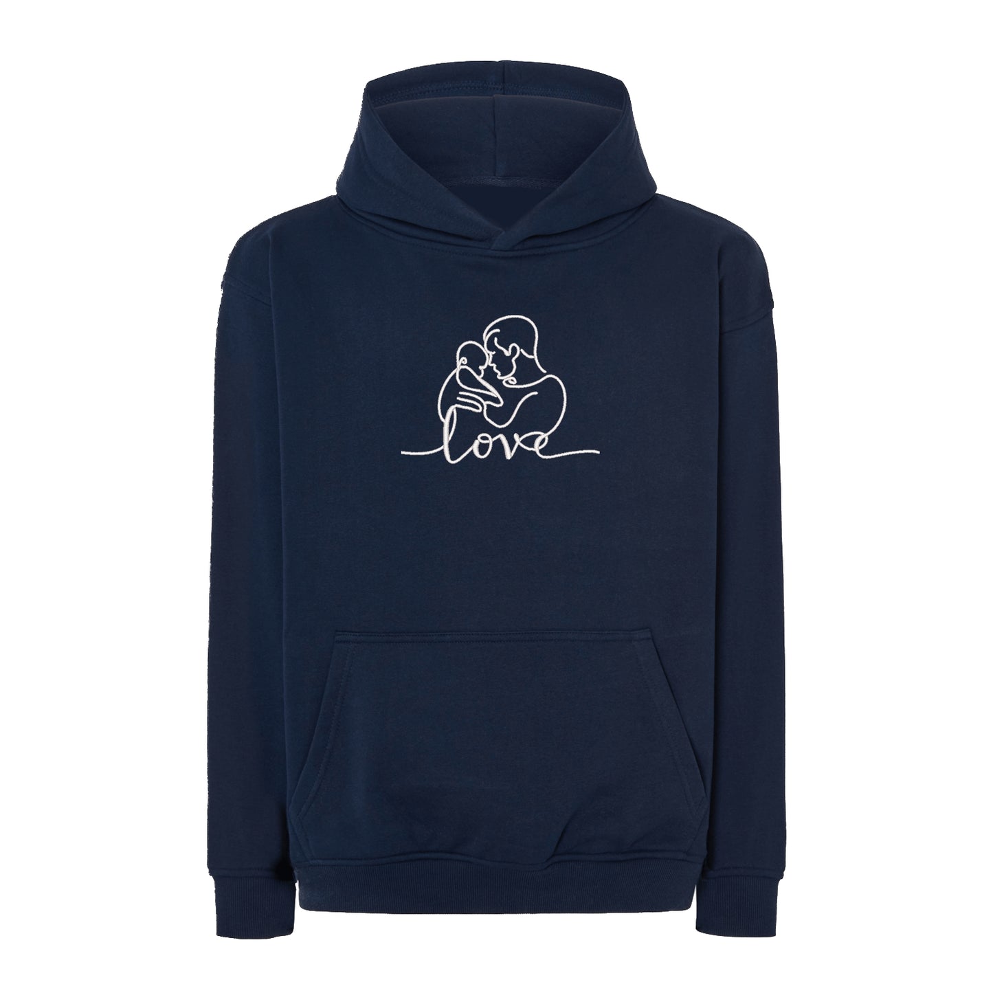 Bluza oversize z haftem "Love" – Tata z dzieckiem | Minimalistyczny line art Haft z radości