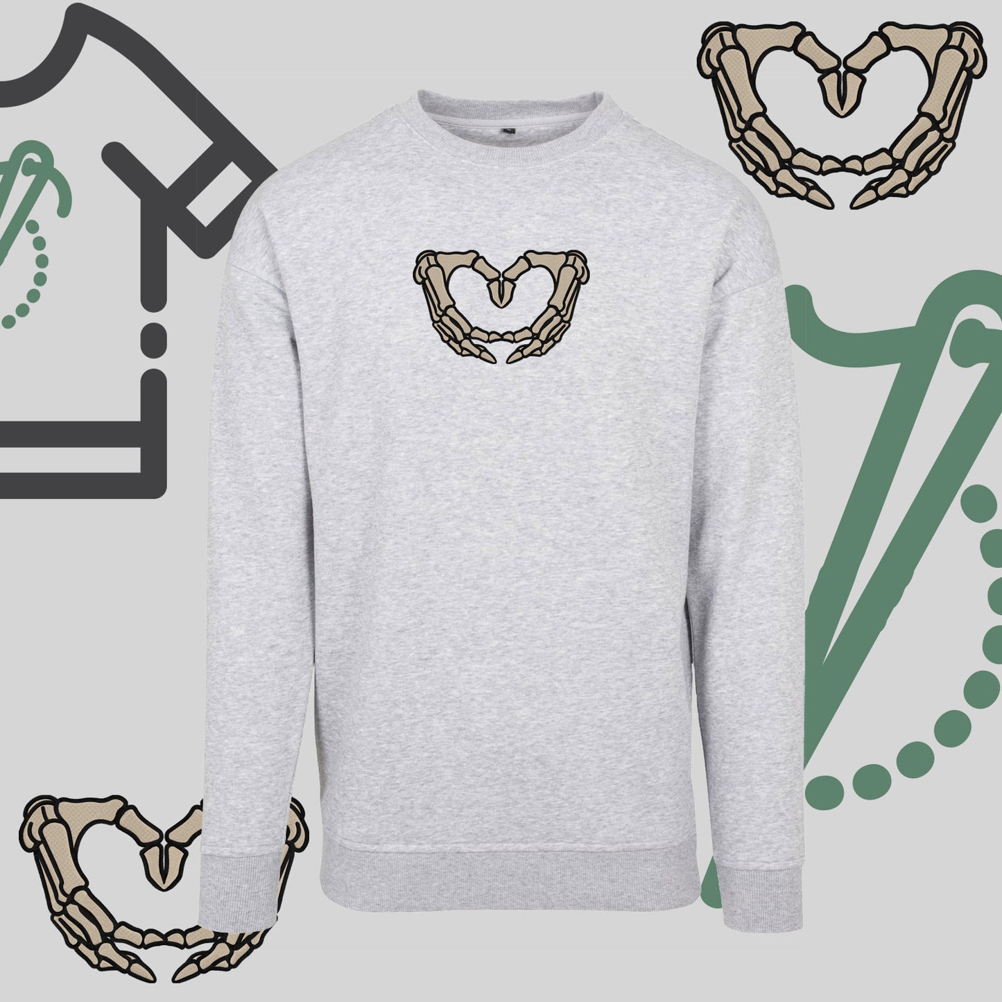 Bluza bez kaptura "Szkieletowe sere" – haft komputerowy, styl z przesłaniem