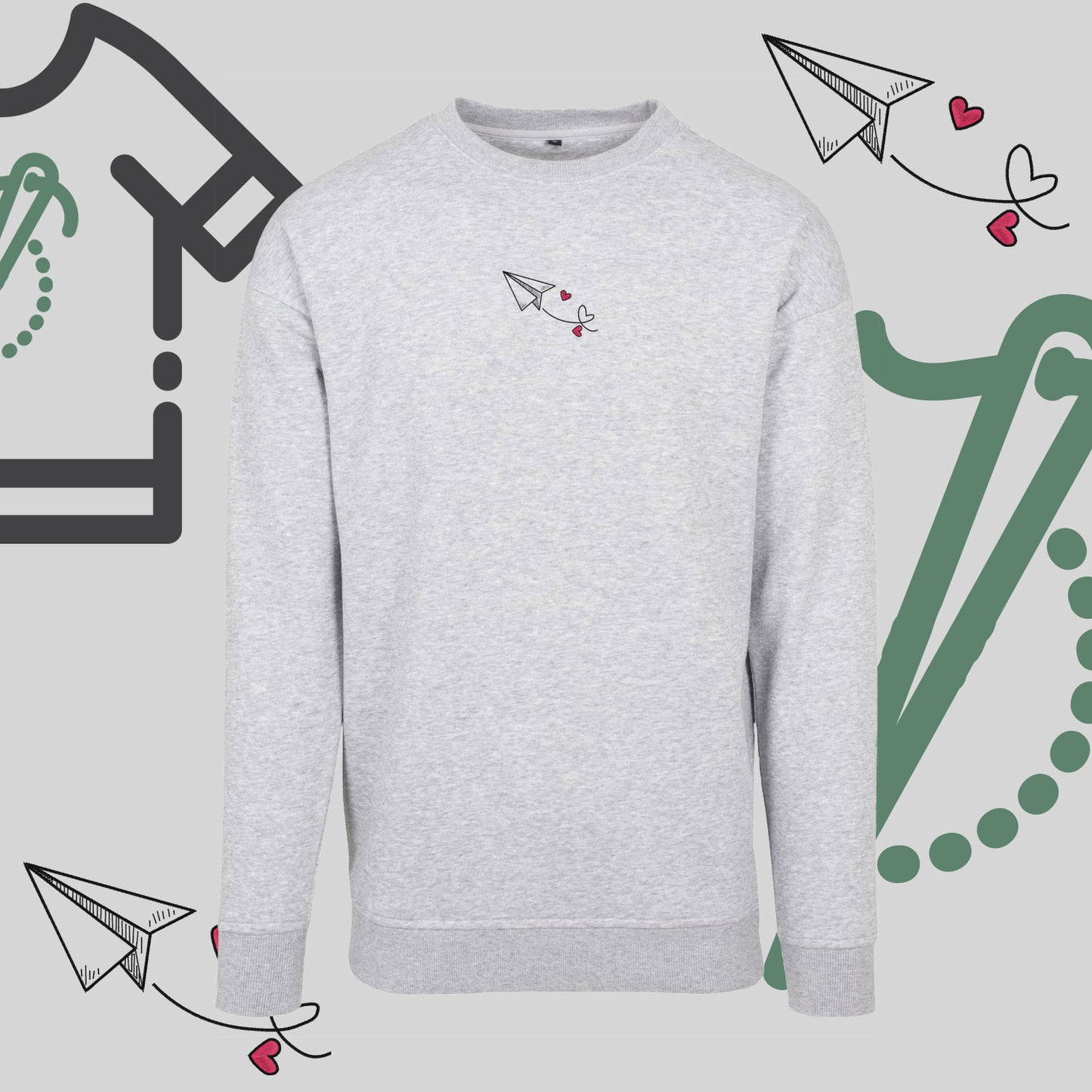 Bluza bez kaptura "Walentynkowy liścik" – haft komputerowy, styl z przesłaniem