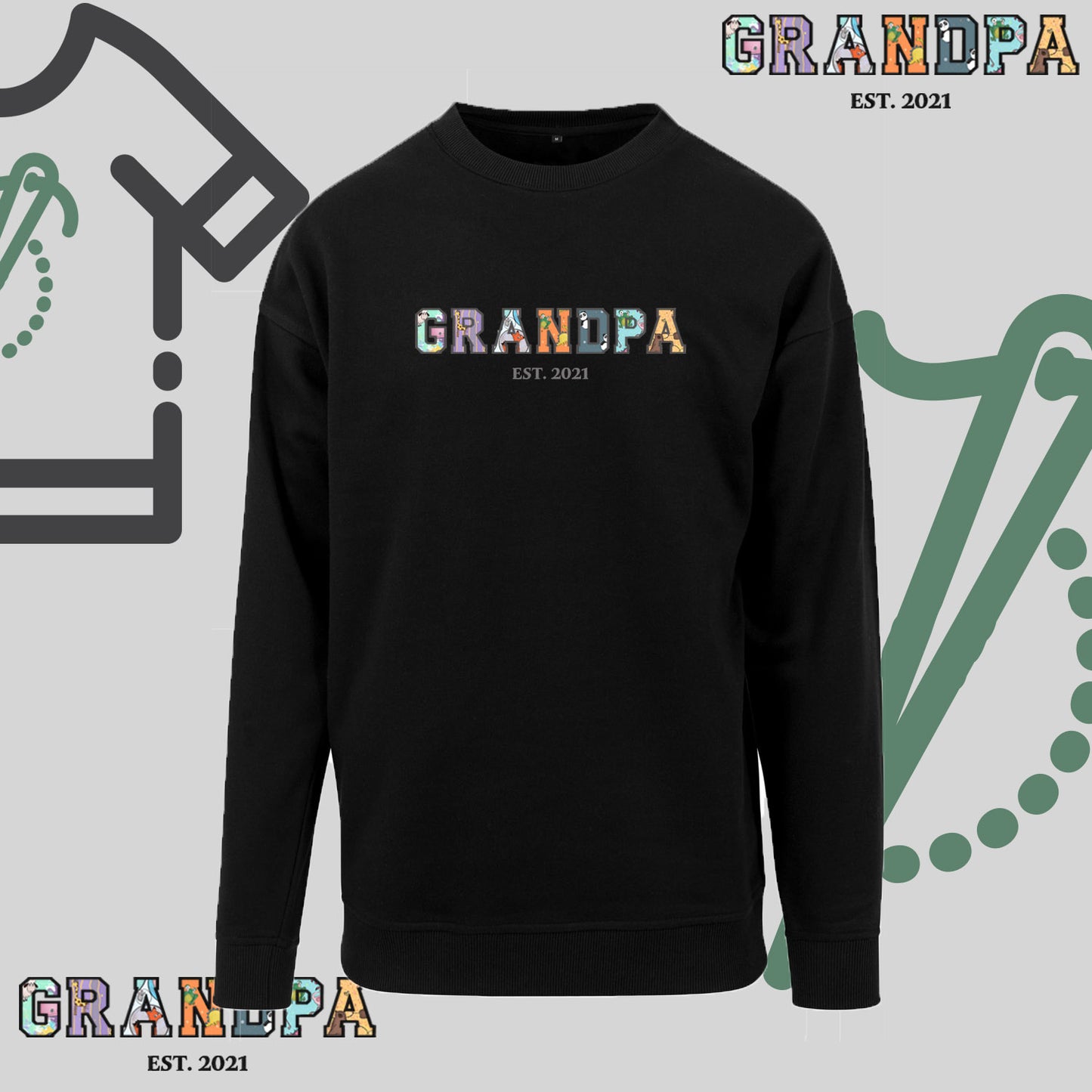 Bluza bez kaptura "GRANDPA PATCHWORK+EST" idealny prezent na Dzień Dziadka