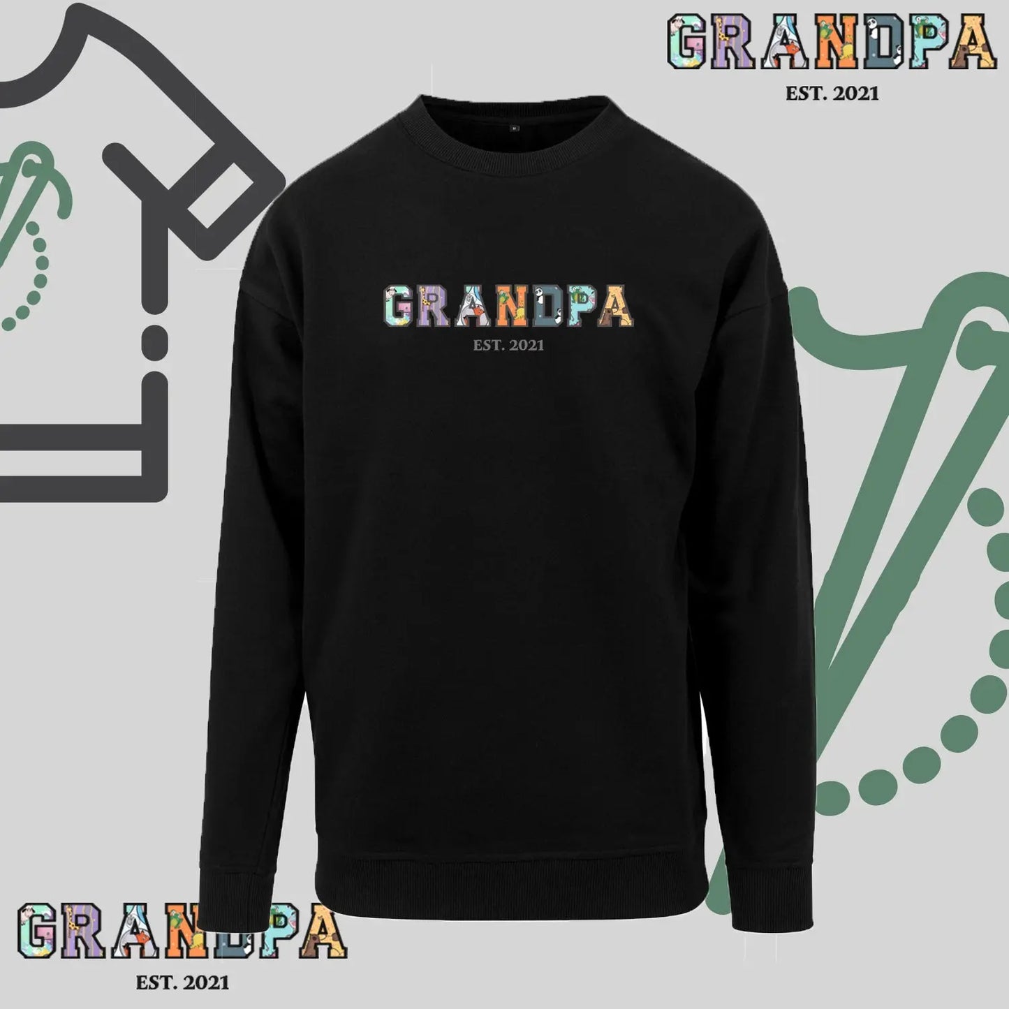 Bluza bez kaptura "GRANDPA PATCHWORK+EST" idealny prezent na Dzień Dziadka Haft z radości