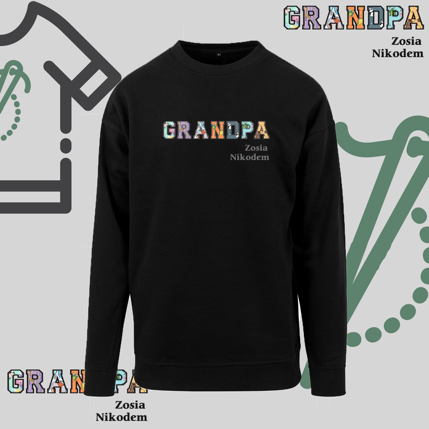 Bluza bez kaptura "GRANDPA PATCHWORK+IMIONA WNUCZĄT" idealny prezent na Dzień Dziadka