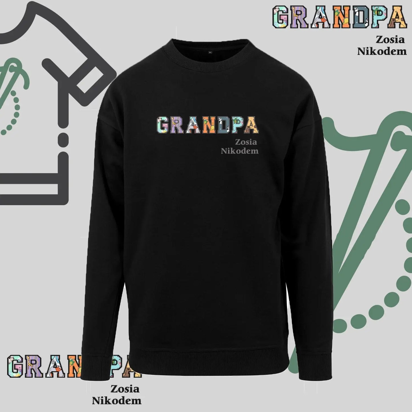 Bluza bez kaptura "GRANDPA PATCHWORK+IMIONA WNUCZĄT" idealny prezent na Dzień Dziadka Haft z radości