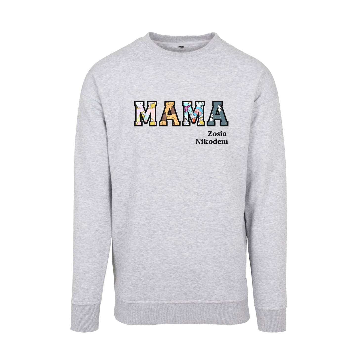 Bluza bez kaptura "MAMA PATCHWORK+IMIONA DZIECI" idealny prezent na Dzień Mamy