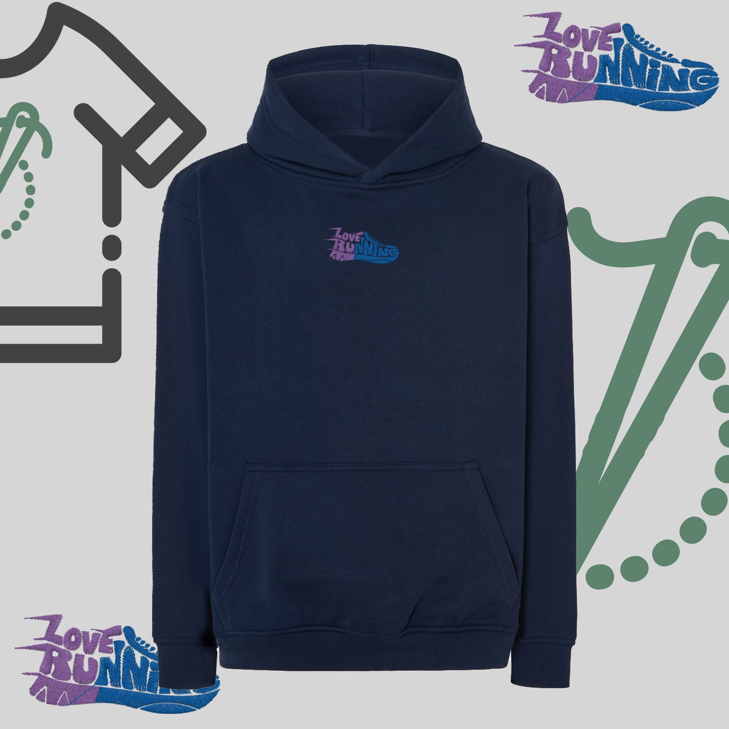 Bluza oversize z haftem "Love Running"