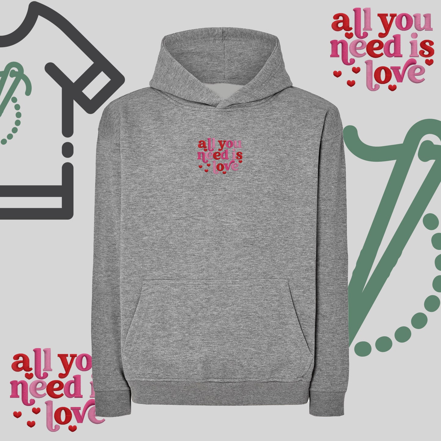 Bluza oversize z haftem "All You need is Love"