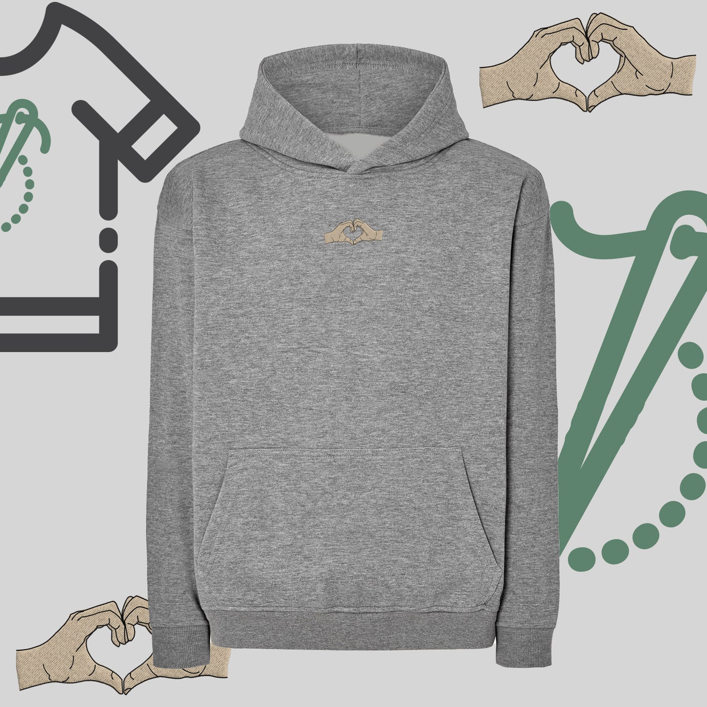 Bluza oversize z haftem "Serce z dłoni"