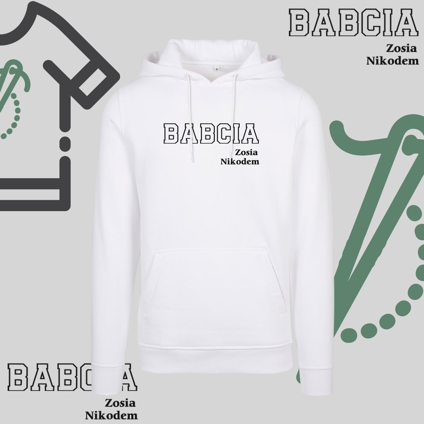 Bluza z kapturem "BABCIA" kontur+imiona wnucząt idealny prezent na dzień Babci