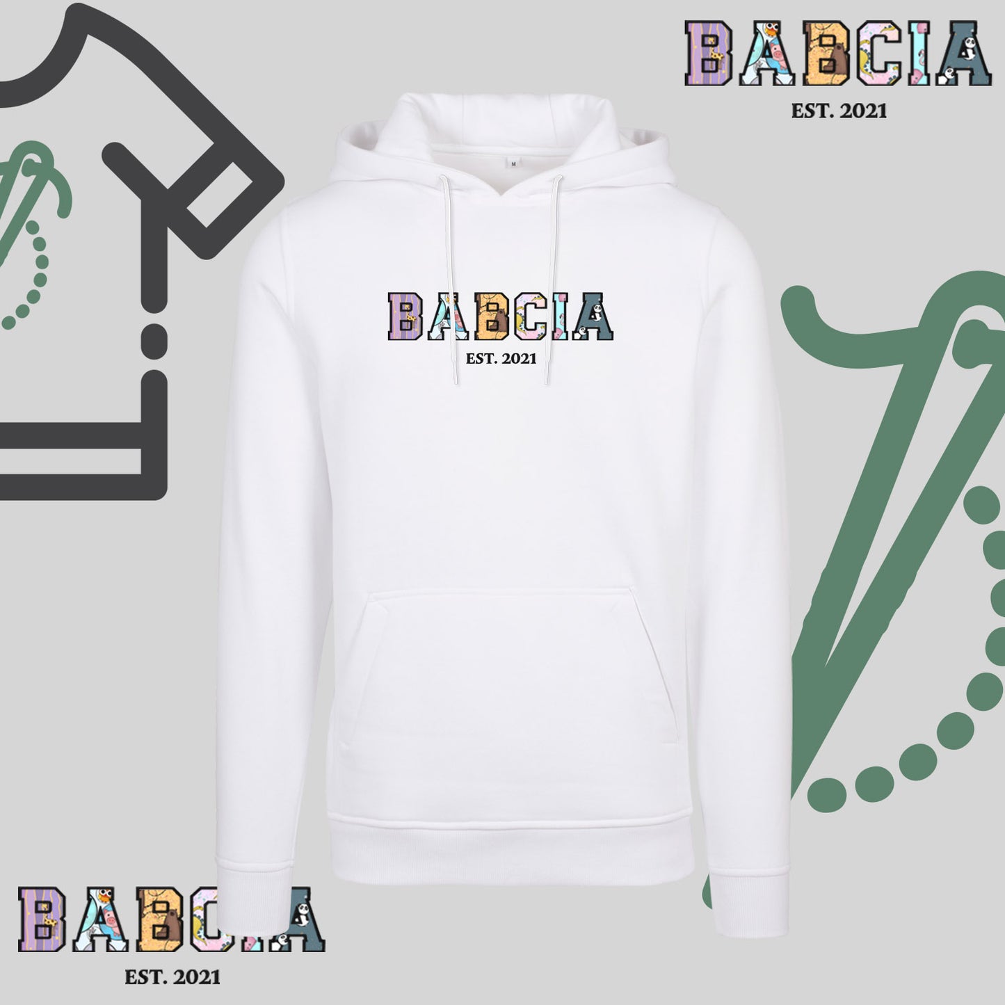 Bluza z kapturem "BABCIA" PATCHWORK+EST idealny prezent na dzień Babci