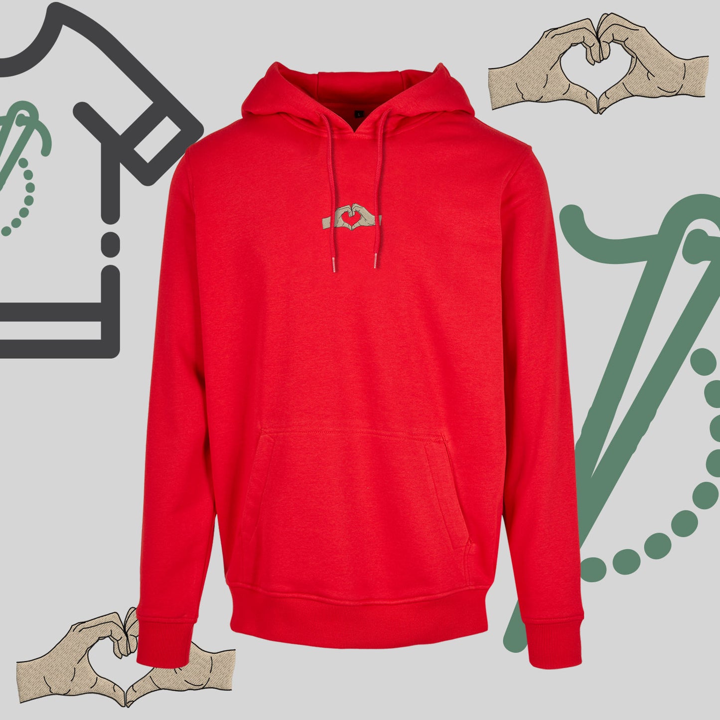 Bluza z kapturem z haftem "Serce z dłoni"