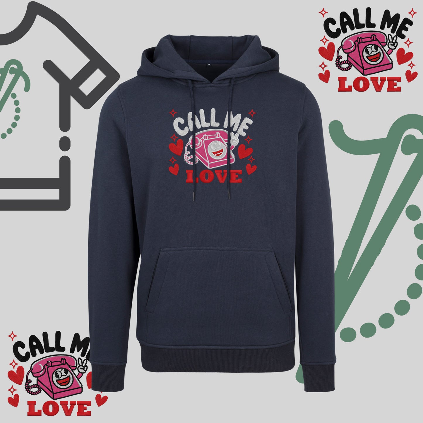 Bluza z kapturem z haftem "Call Me Love"