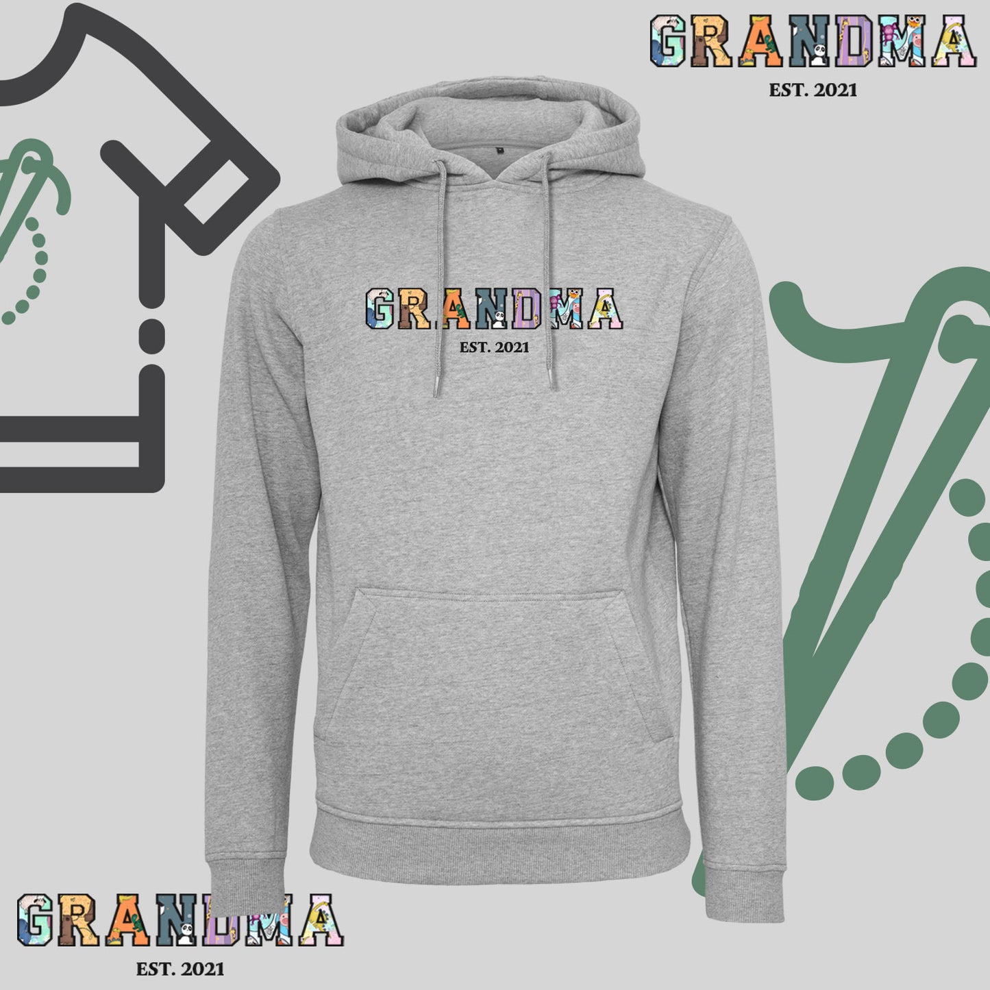 Bluza z kapturem "GRANDMA" PATCHWORK +EST idealny prezent na dzień Babci