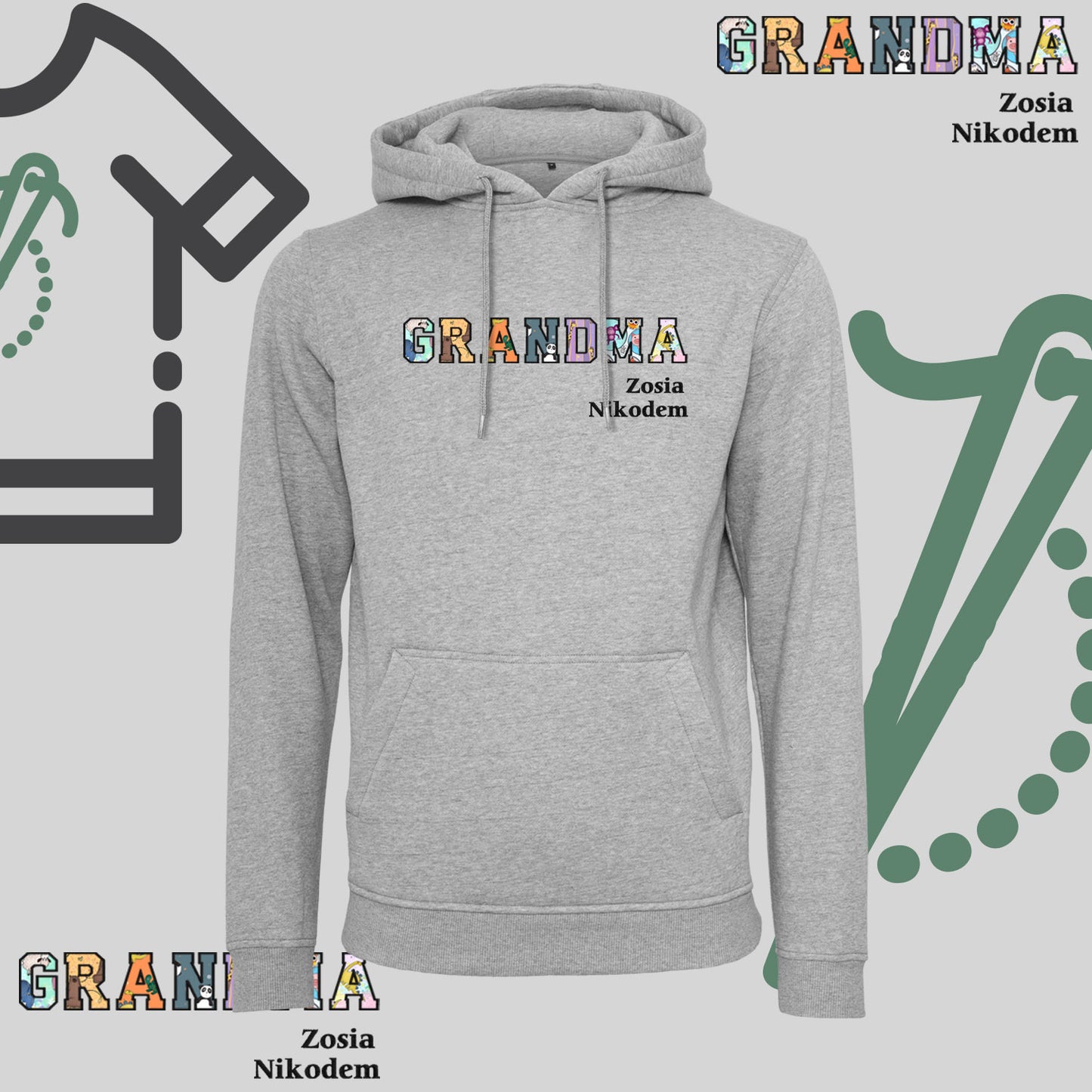 Bluza z kapturem "GRANDMA" PATCHWORK +Imiona wnucząt idealny prezent na dzień Babci