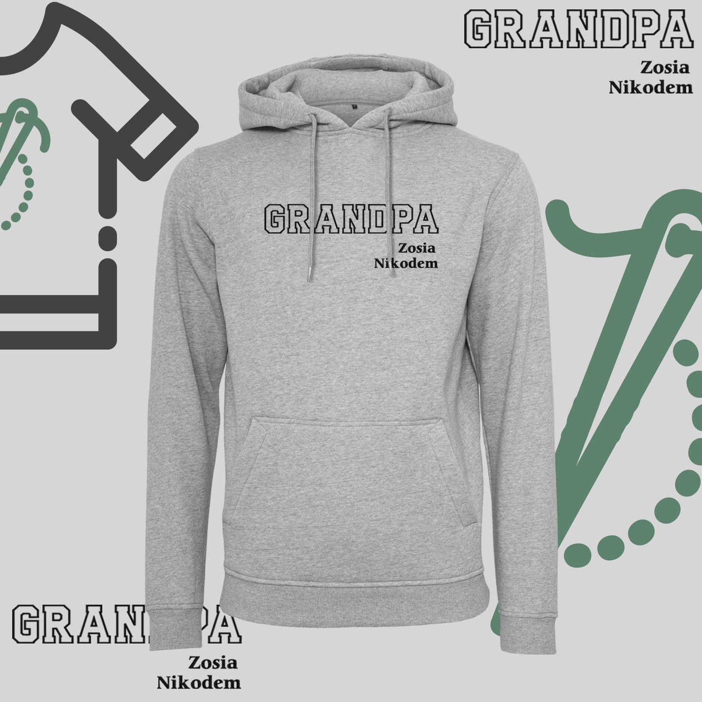 Bluza z kapturem "GRANDPA" KONTUR+imiona wnucząt idealny prezent na dzień Dziadka