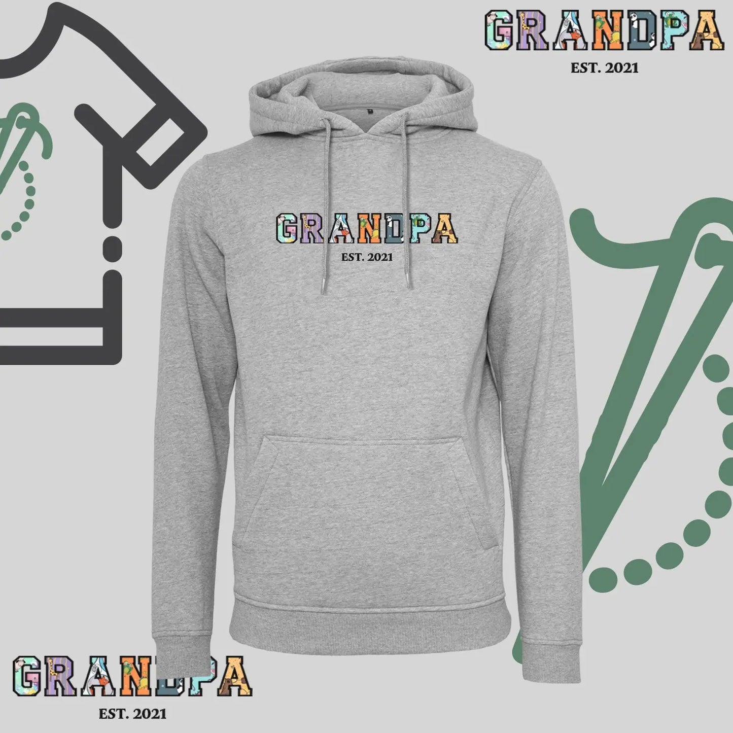 Bluza z kapturem "GRANDPA" Patchwork + EST idealny prezent na dzień Dziadka Haft z radości