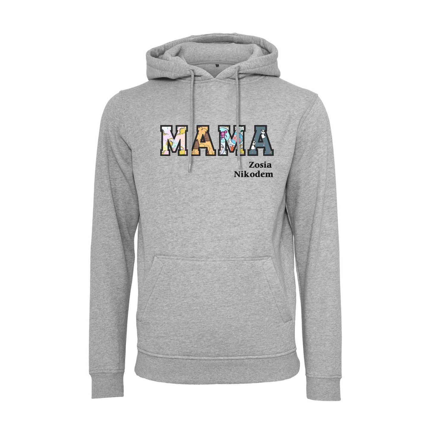 Bluza z kapturem "MAMA" Patchwork+Imiona dzieci idealny prezent na dzień Mamy