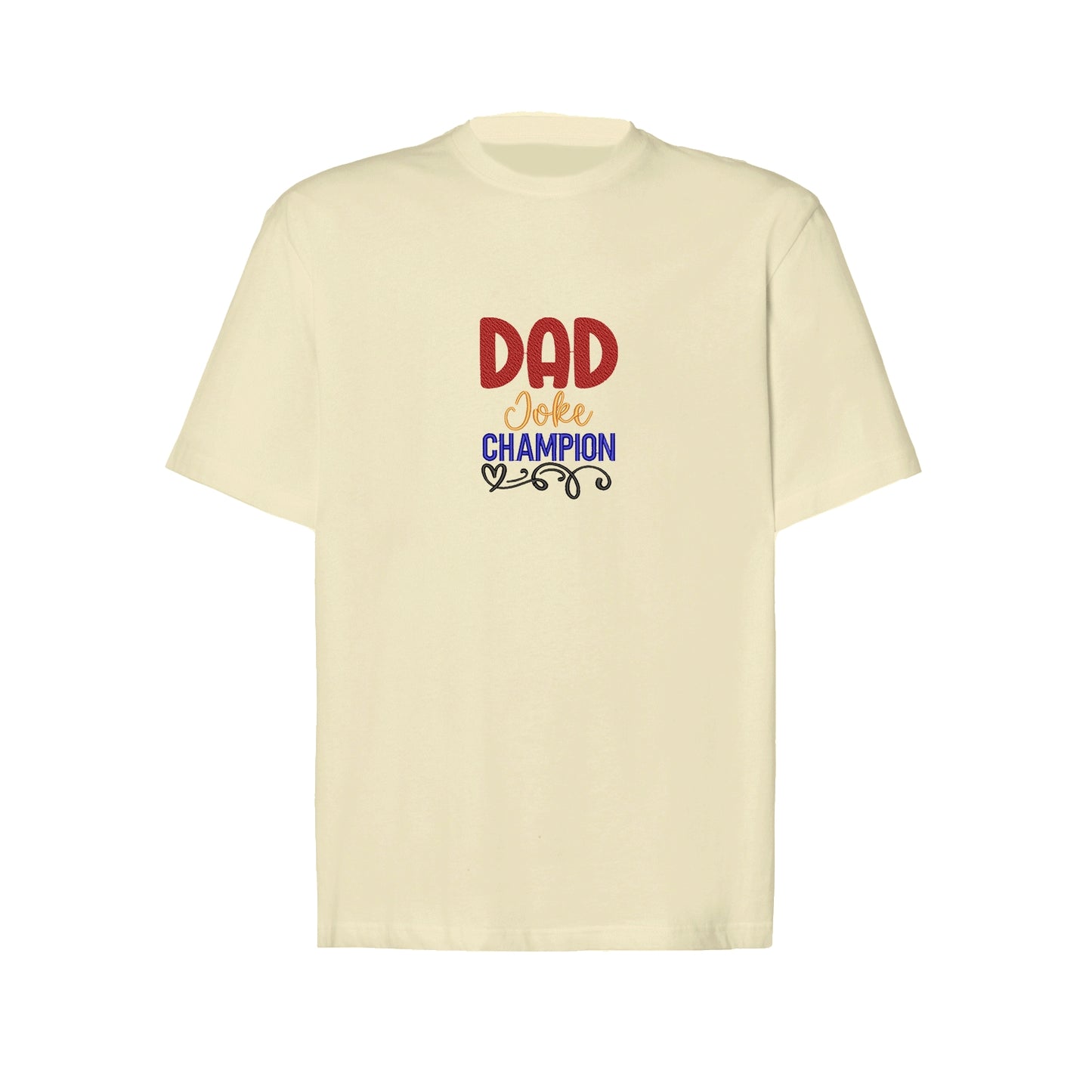 Koszulka oversize z haftem "Dad Joke Champion" – idealna dla taty z poczuciem humoru Haft z radości