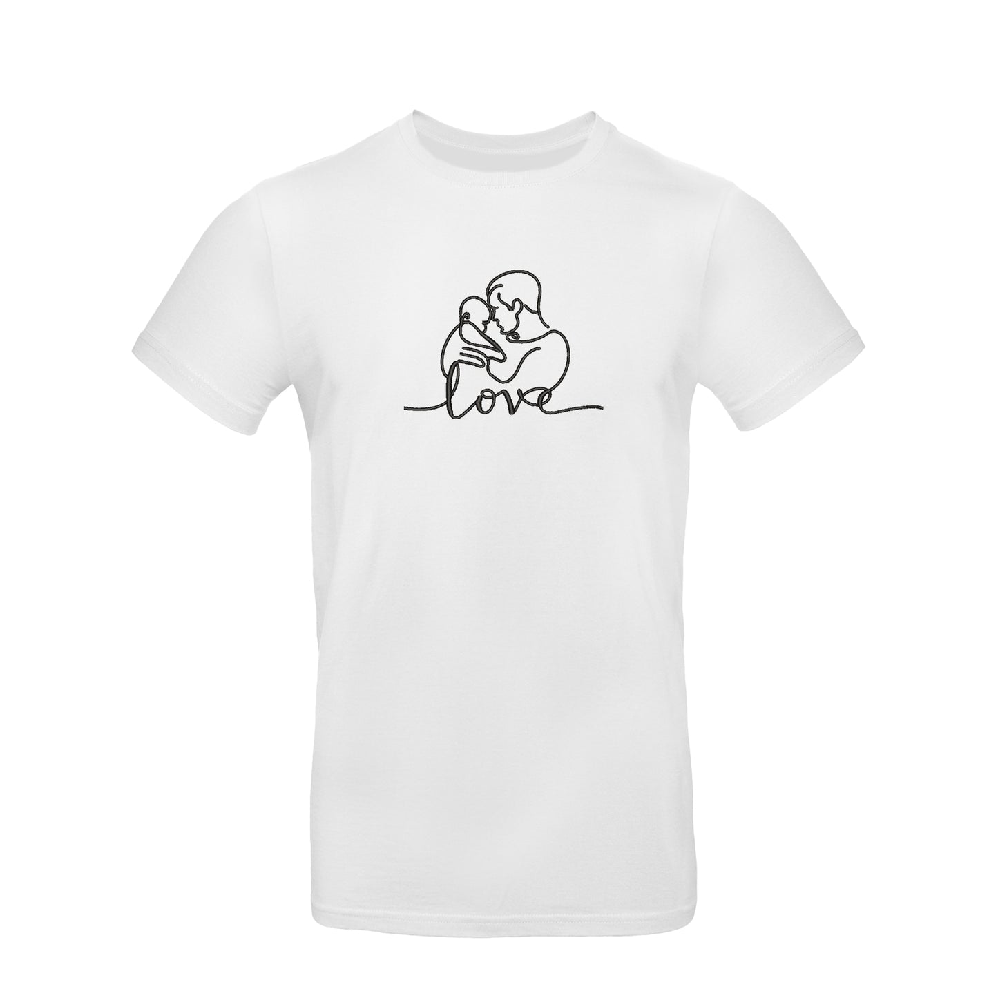 Koszulka unisex LOVE z haftem – Tata z dzieckiem | Prezent dla Taty Haft z radości