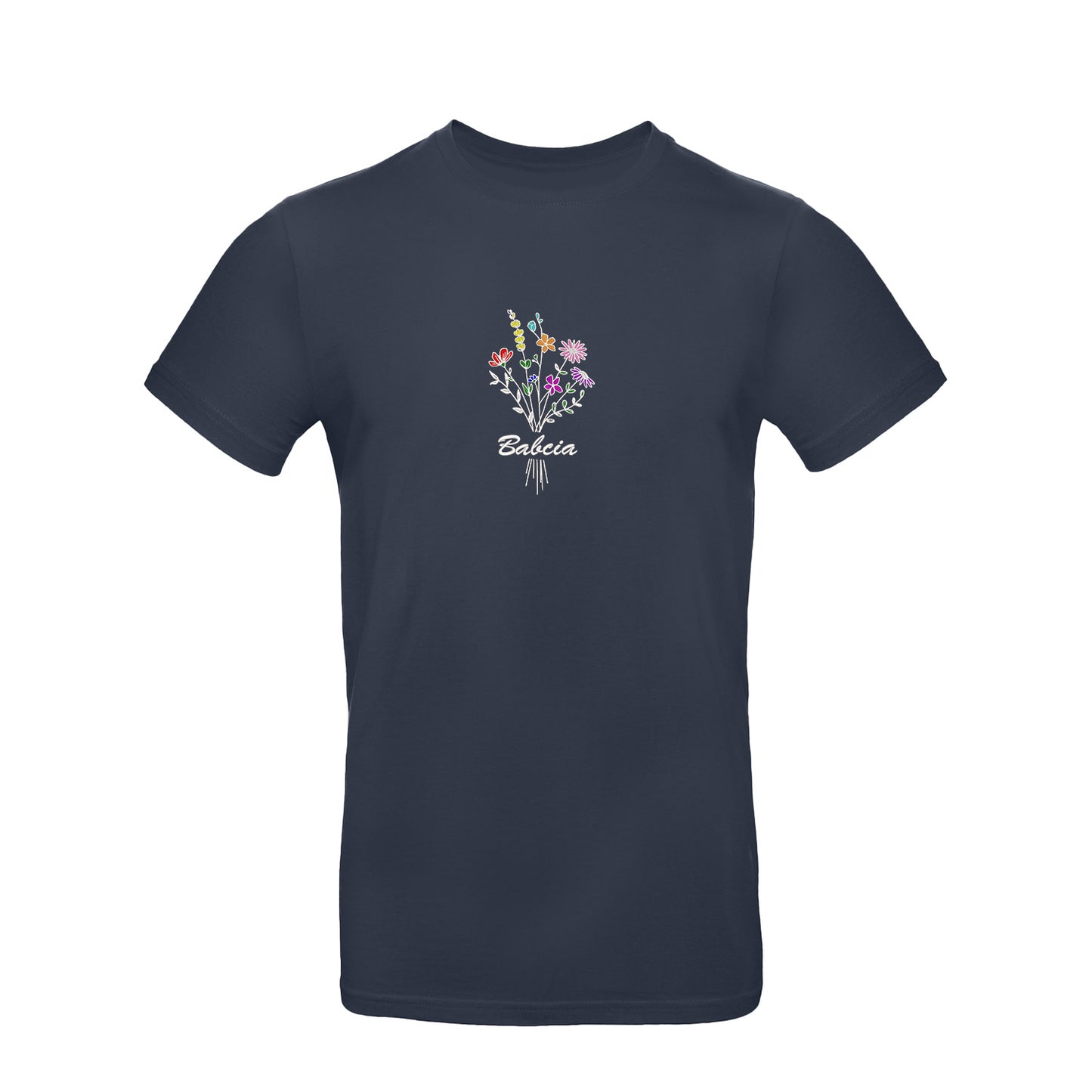 Koszulka „Babcia” – haftowany bukiet kwiatów Haft z radości - nadruki i haft na odzieży Warszawa