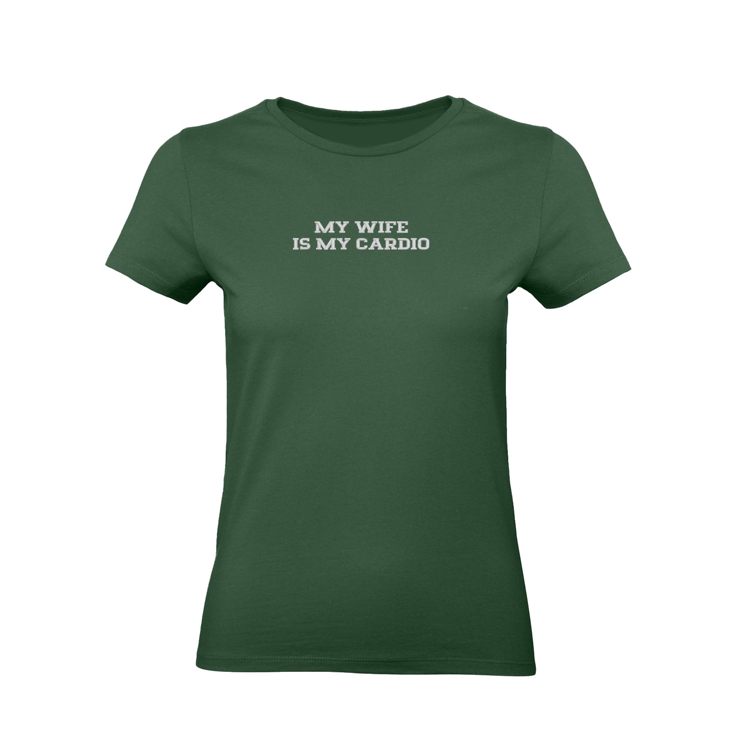 Koszulka damska z haftem „MY WIFE IS MY CARDIO"