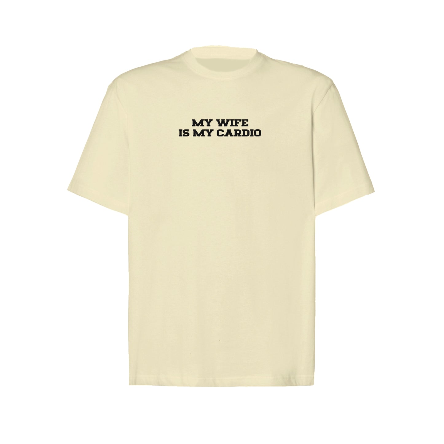 Koszulka oversize z haftem „MY WIFE IS MY CARDIO"