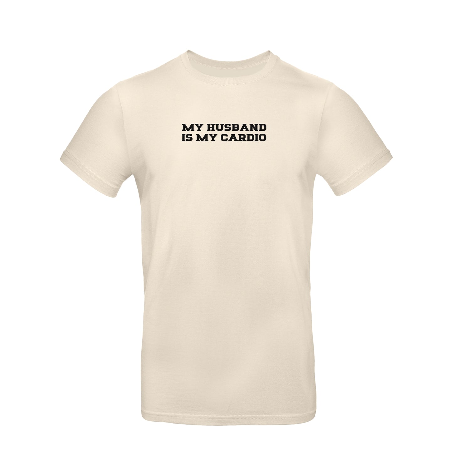 Koszulka unisex z haftem „MY HUSBAND IS MY CARDIO"