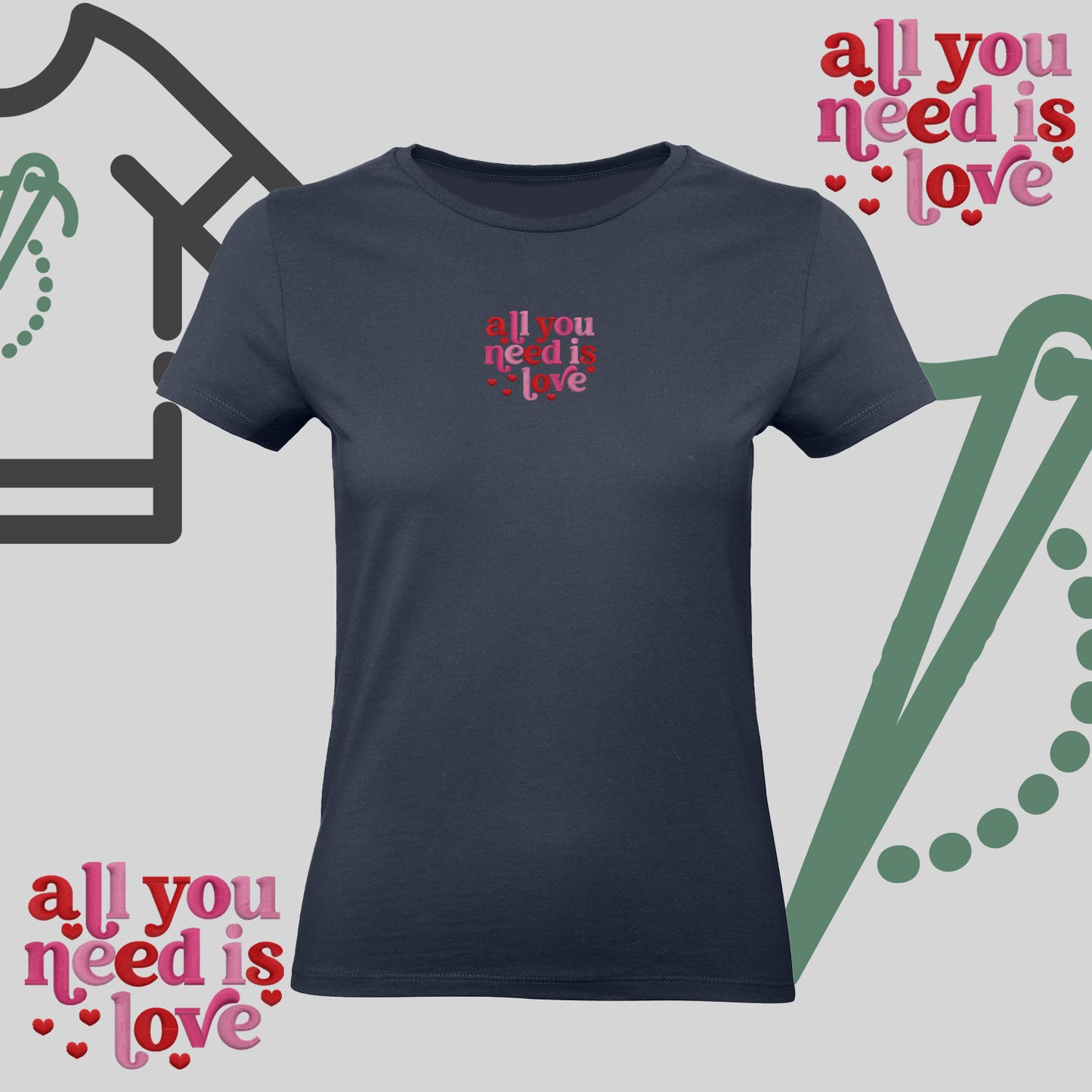 Koszulka damska z haftem „All You Need Is Love"