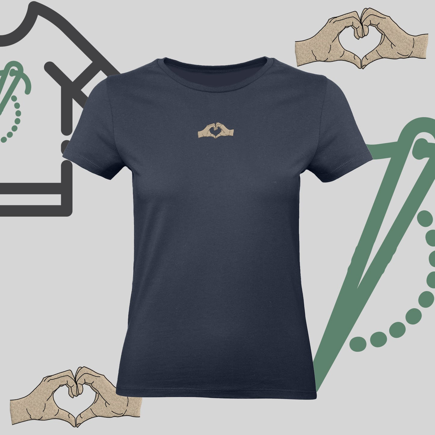 Koszulka damska z haftem "Serce z dłoni"