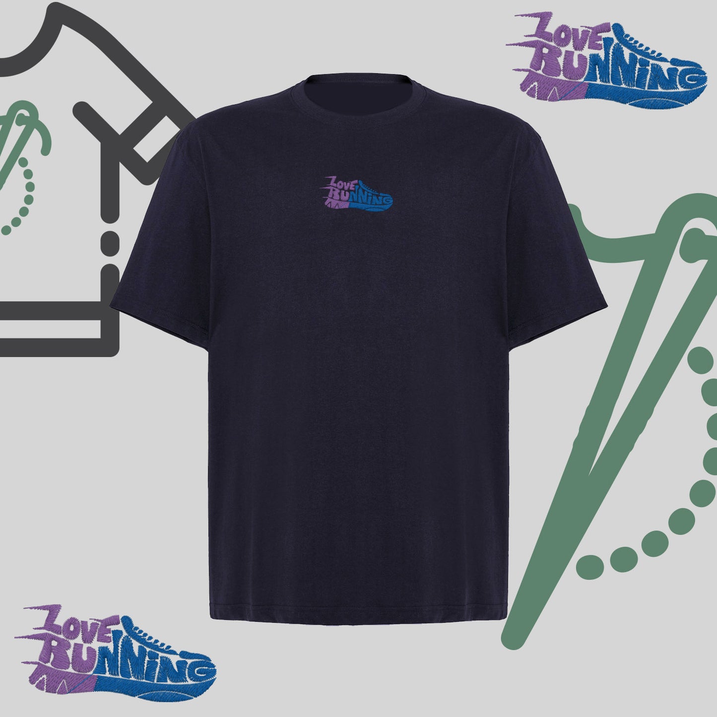 Koszulka oversize z haftem „Love Running"