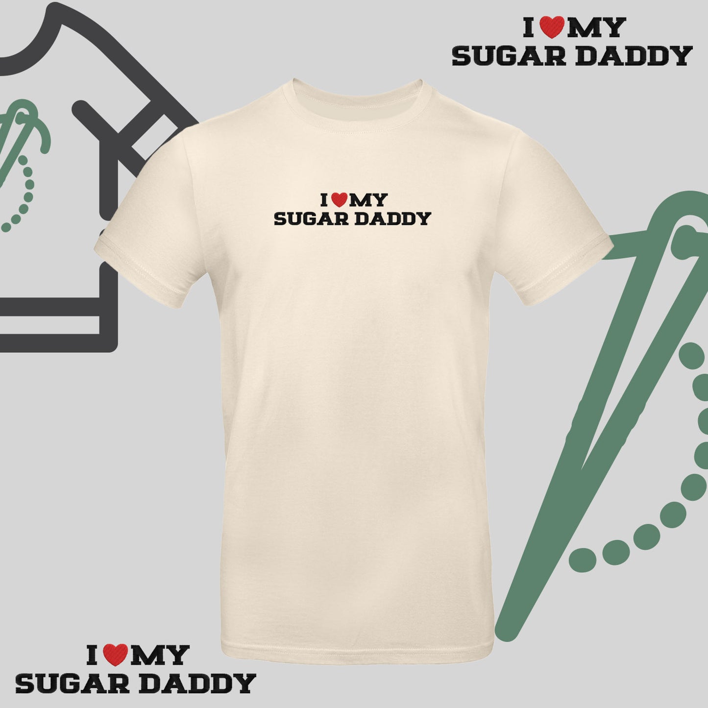 Koszulka unisex z haftem "I❤️ MY SUGAR DADDY"