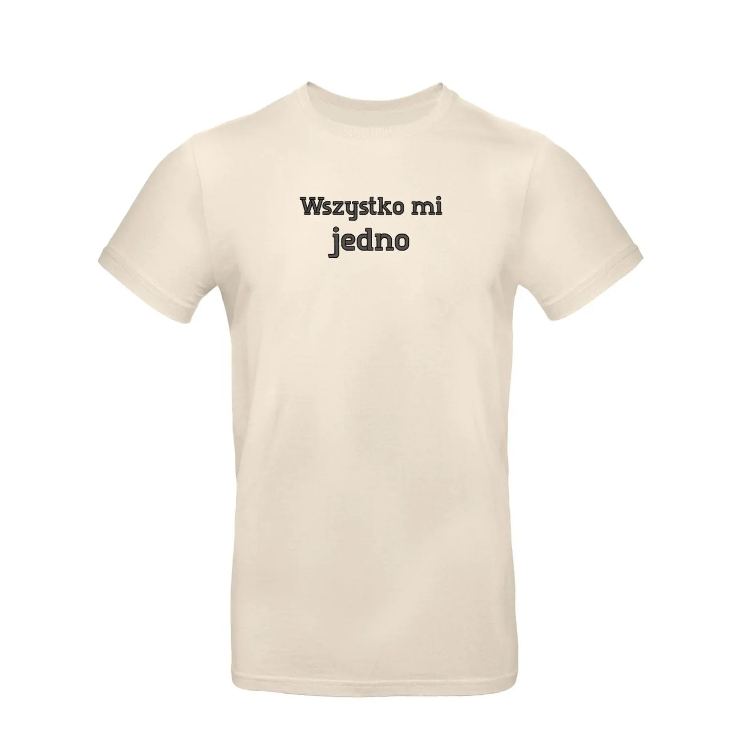 Koszulka unisex „Wszystko mi jedno” – Haft 3D, Luz i Styl Haft z radości