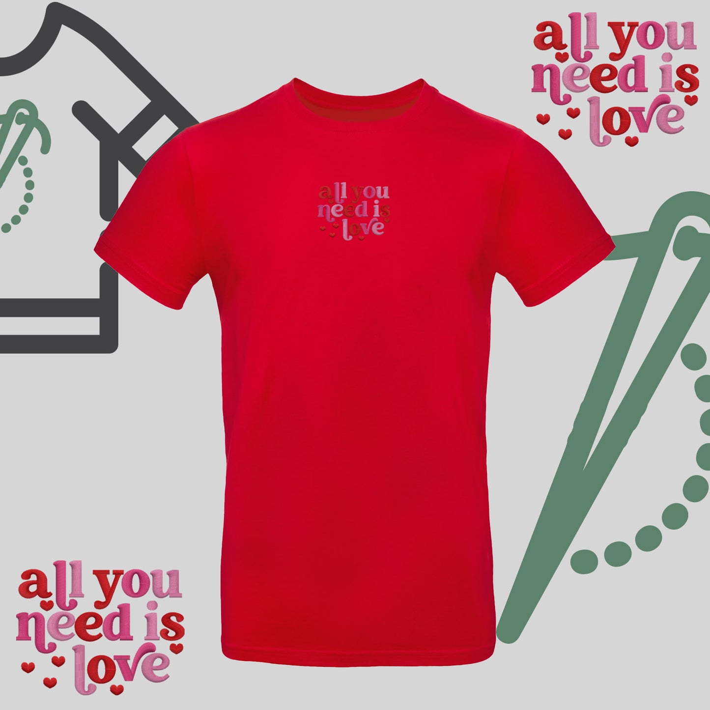 Koszulka unisex z haftem „All You Need Is Love"