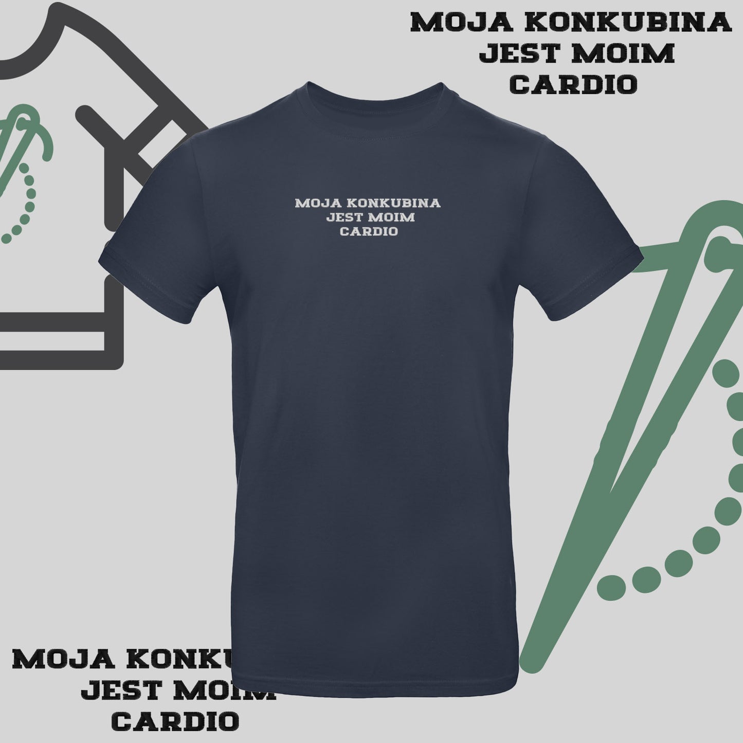 Koszulka unisex z haftem „MOJA KONKUBINA JEST MY CARDIO"