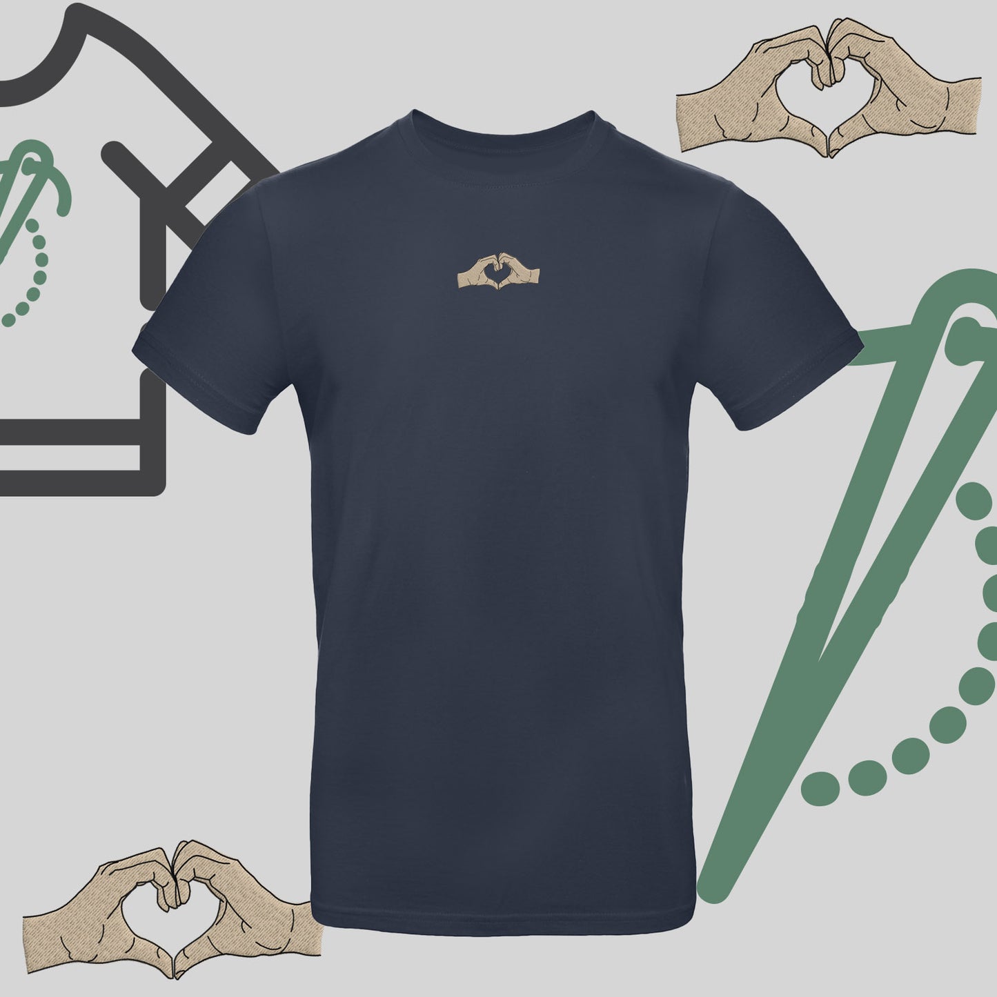 Koszulka unisex z haftem "Serce z dłoni"