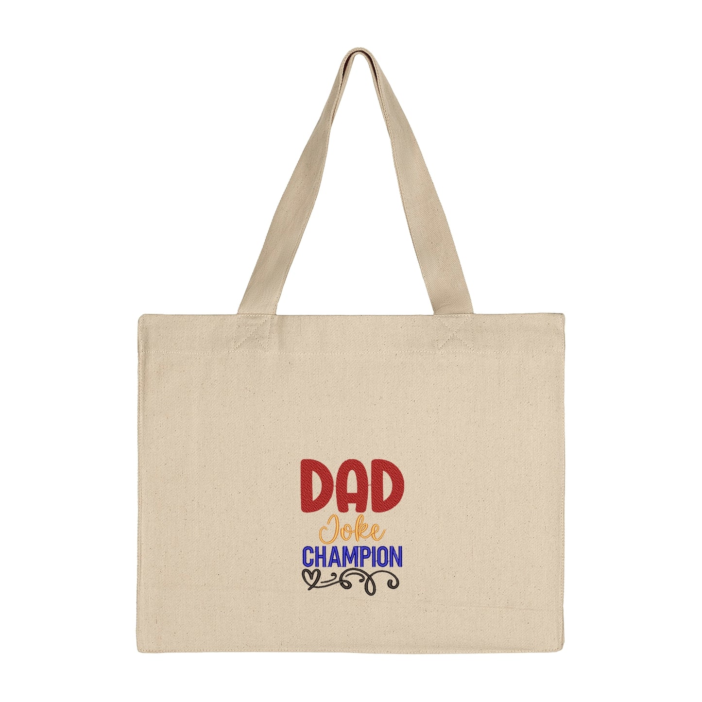 Torba bawełniana z haftem Dad Joke Champion – prezent dla taty z poczuciem humoru Haft z radości