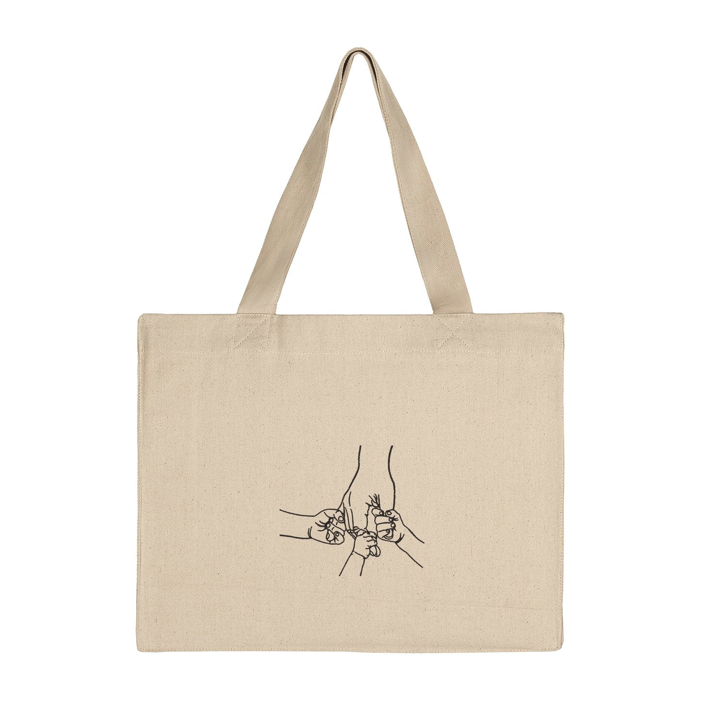 Torba bawełniana z haftem „Father and Three Kids Hands” – symbol miłości taty i trójki dzieci Haft z radości