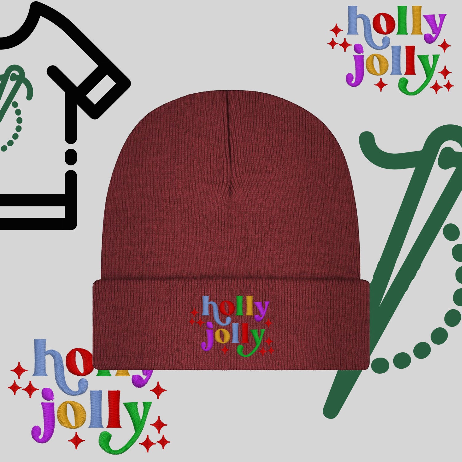 Czapka zimowa beanies "Holly Jolly"