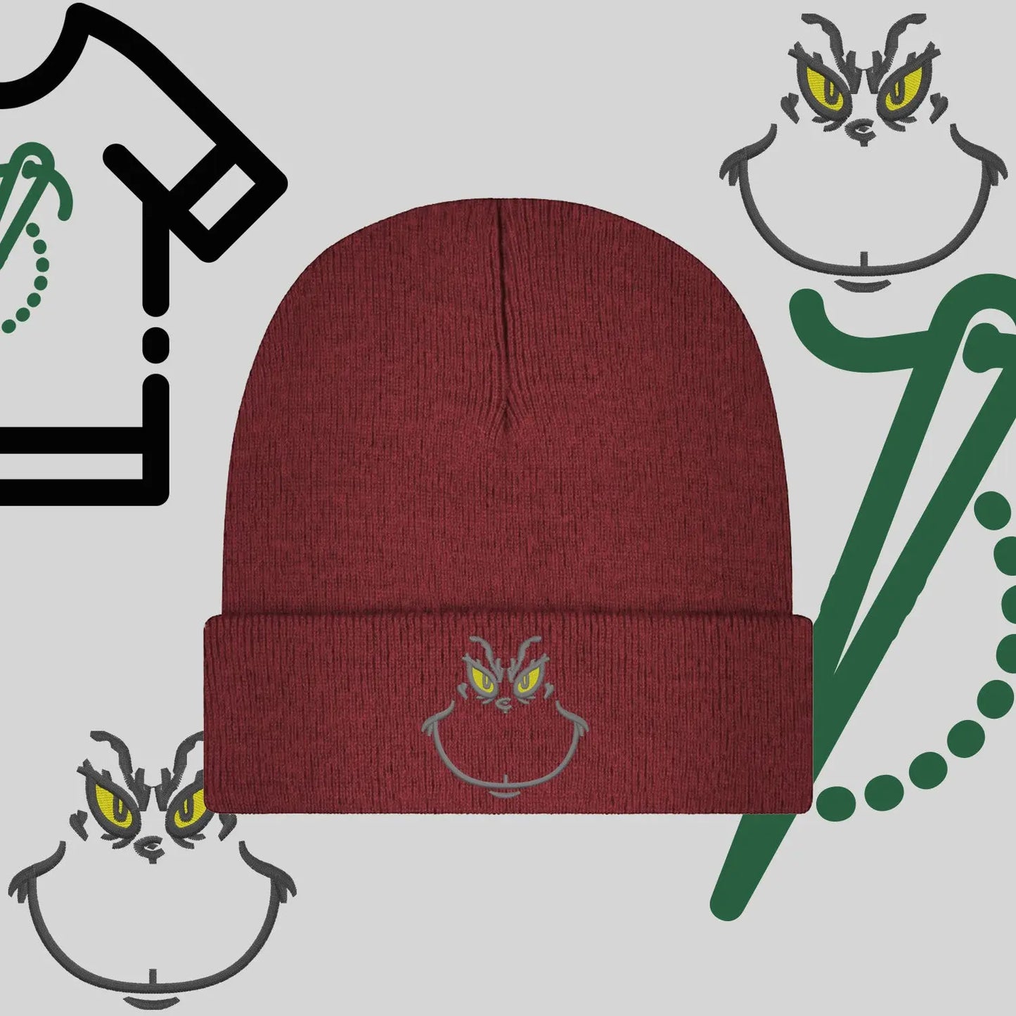 Czapka zimowa beanies "Grinch" Haft z radości