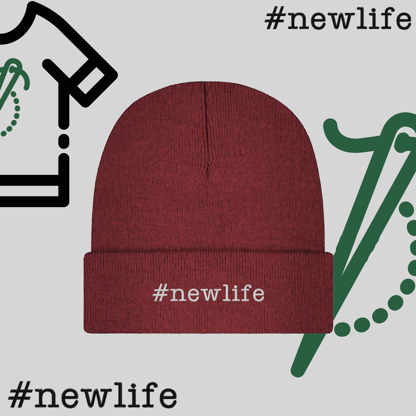 Czapka zimowa beanies "#newlife"