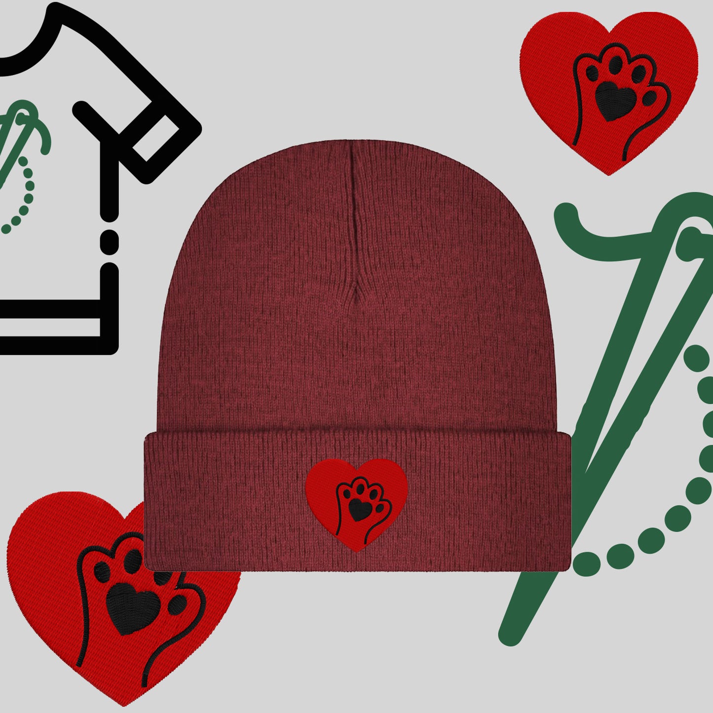 Czapka zimowa beanies "Serce z łapką"
