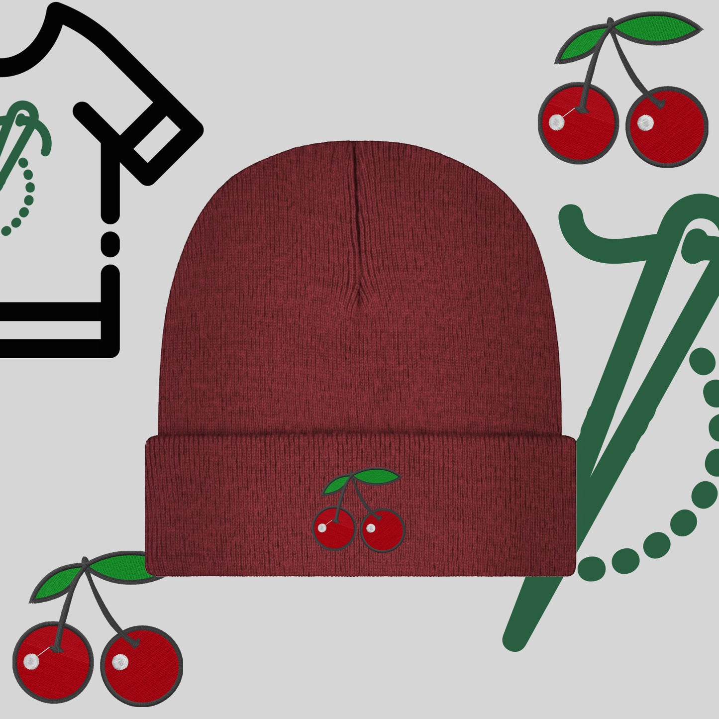 Czapka zimowa beanies "Wisienki"