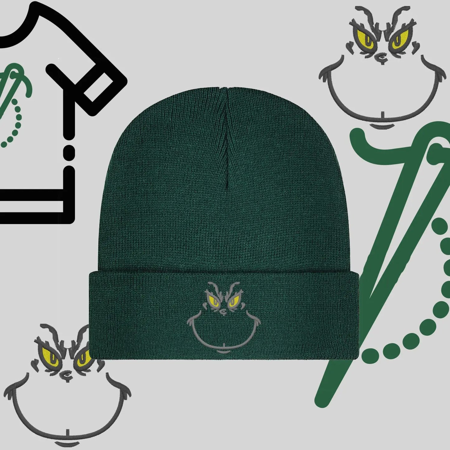 Czapka zimowa beanies "Grinch" Haft z radości