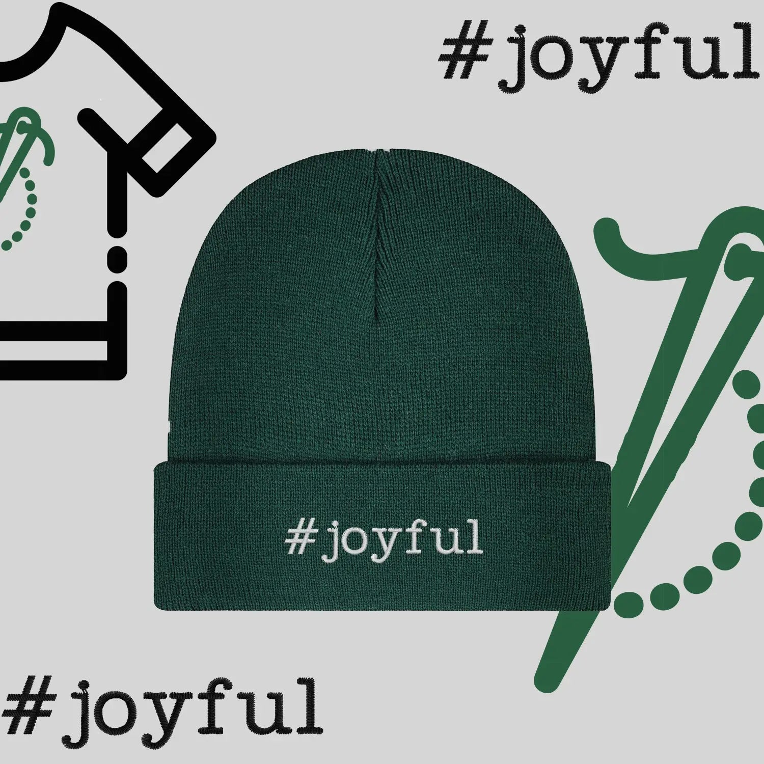 Czapka zimowa beanies "#joyful" Haft z radości