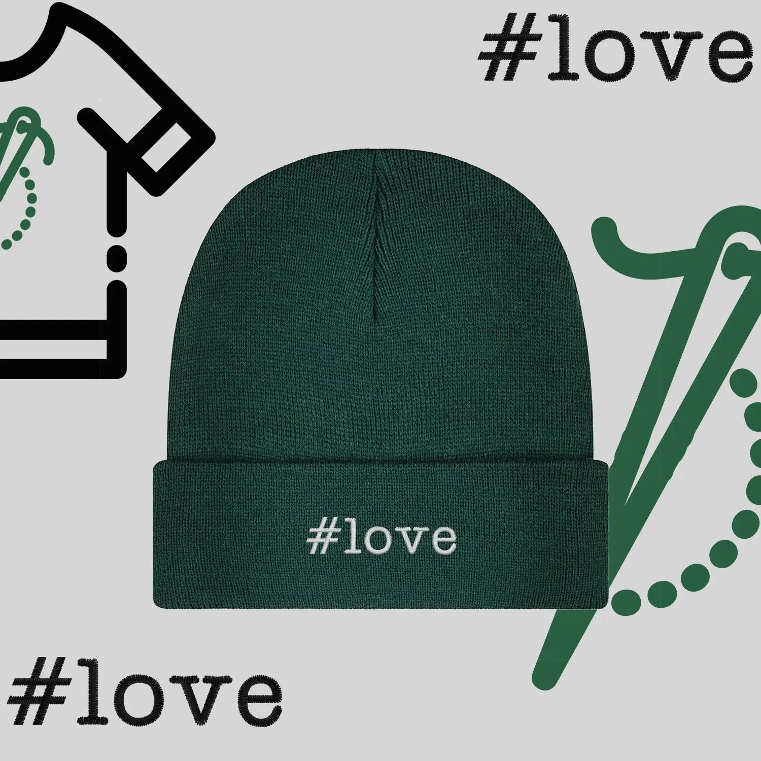 Czapka zimowa beanies "#love" Haft z radości