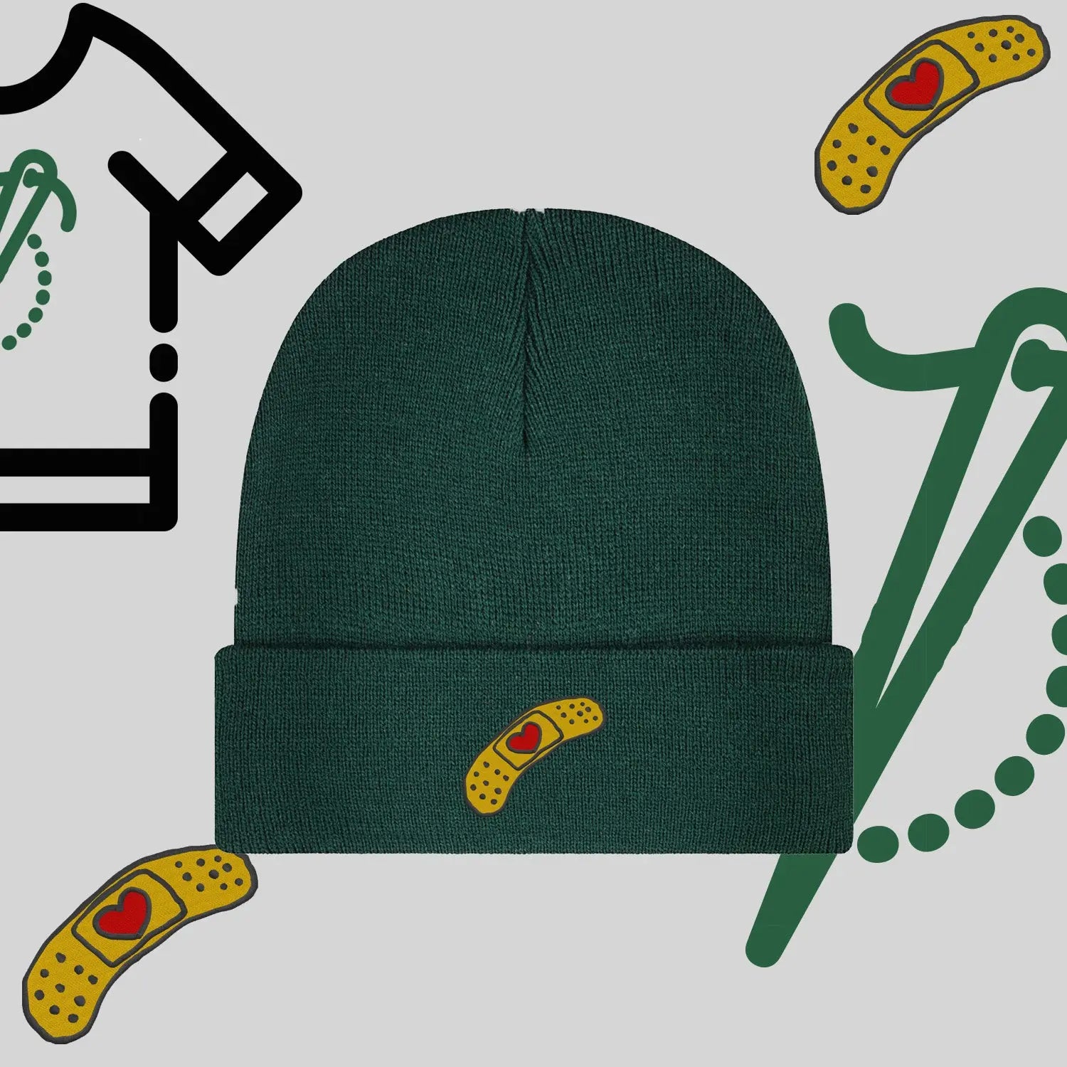 Czapka zimowa beanies "plaster z sercem" Haft z radości